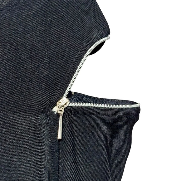 Chicos Travelers Very Dark Blue Black Zip Shoulder Slinky Stretchy Blouse - Picture 9 of 12